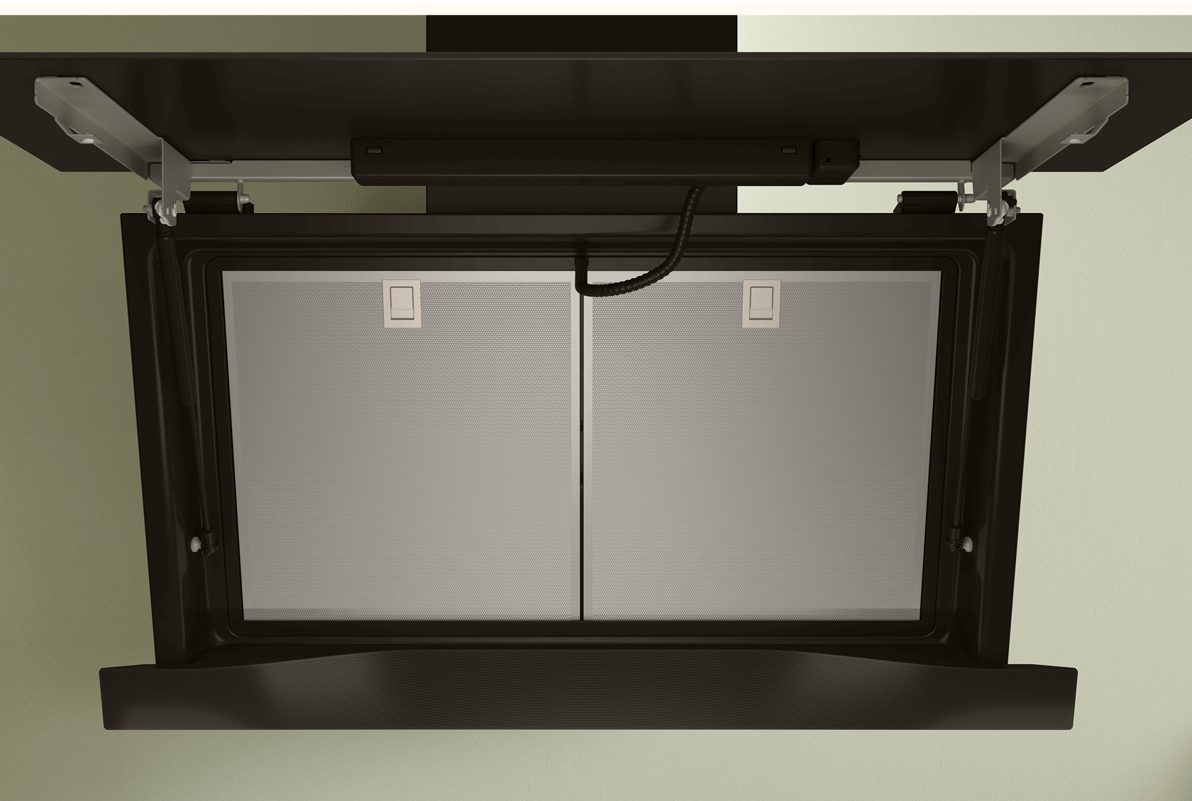 Okap z widocznymi filtrami