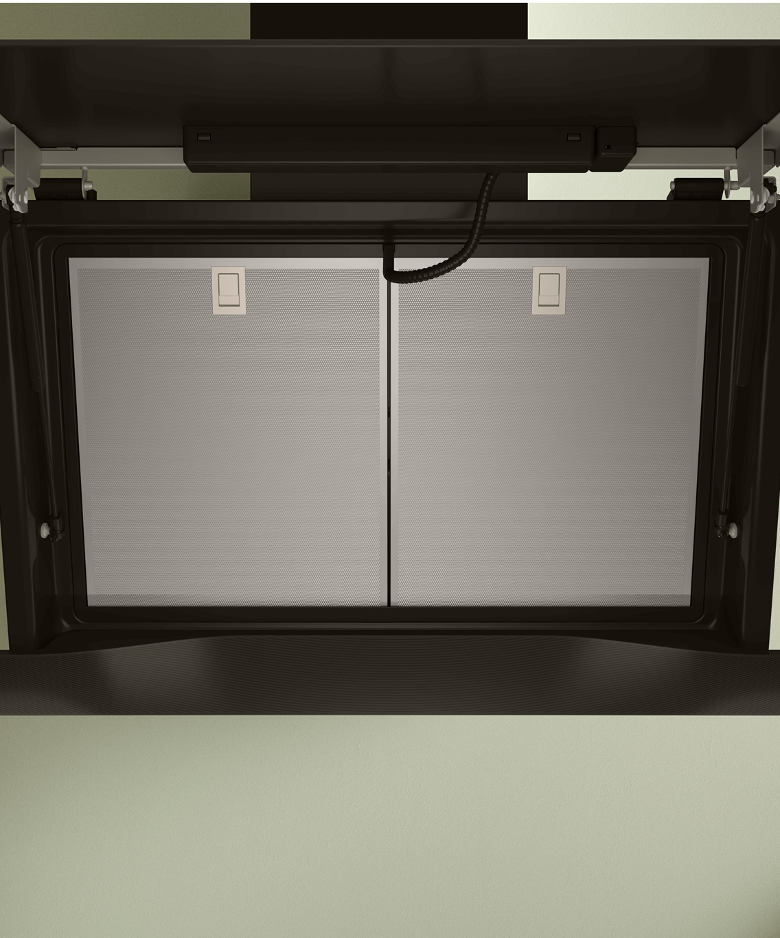 Okap z widocznymi filtrami