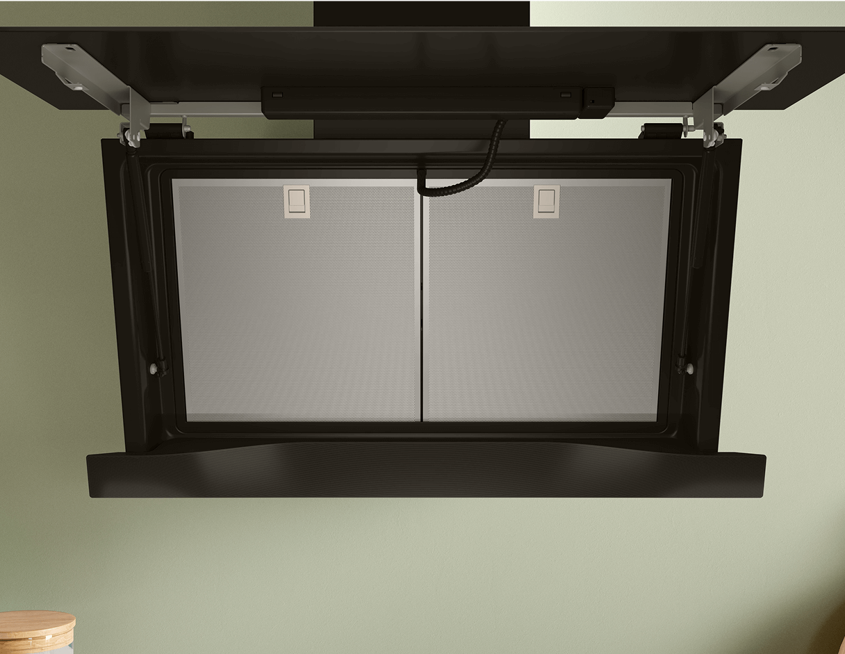 Okap z widocznymi filtrami